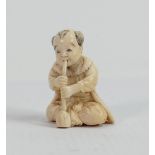 19th Century Chinese Carved Ivory Figure of Opium Smoker: height 4cm