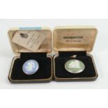 Wedgwood sterling silver jewellery 2 x large brooch: Complete with original old boxes. Overall