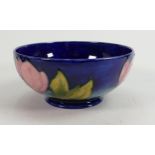 Moorcroft Pink Magnolia on Blue Ground Footed Bowl: diameter 16cm