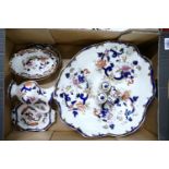 Masons Blue Mandalay Patterned items including Large Clam Shaped Platter(small chip to leading edge)