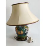 Moorcroft lamp in Passion Flower pattern: Actual lamp base without wooden base or fitting measures