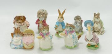 A collection of Damaged Beatrix Potter BP1 & BP2 figures including: Ribby x 2, Mrs Tiggy Winkle,