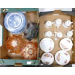 A mixed collection of items to include: Crown Trent floral decorated tea ware, Carnival Glass Bowls(
