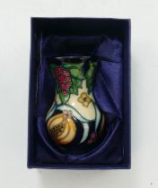 Moorcroft Limited Edition Vase: signed & dated Rachael Bishop 2010, boxed height 8.5cm