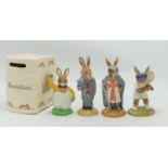 Royal Doulton Bunnykins figures: Ace, King Richard, Groom, Eatster Greetings & Book Moneybank(5)