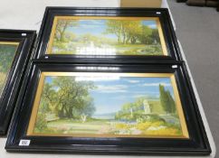Two Large Well Framed early 20th century Print: each 45 x 76cm(2)