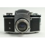 Exakta II Vintage 35mm SLR film camera: Carl Zeiss Jena Tessar 1:35mm lens fitted.