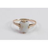 9ct gold and opal set ring size S: Weight 1.6g, not hallmarked but tests as 9ct or better.