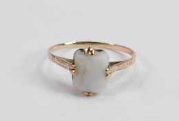 9ct gold and opal set ring size S: Weight 1.6g, not hallmarked but tests as 9ct or better.