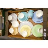 A collection of varied coloured Wedgwood Trio's & tea ware: