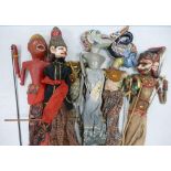 A collection of vintage Indonesian Java Wayang Golek rod puppets: Average height 65cm, many complete