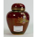 Crown Devon Rouge Royal Ginger Jar & Cover: height 13cm