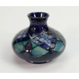 Moorcroft Blue / Green Geometric Patterned Vase: height 10cm
