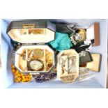 A good collection of vintage ladies costume jewellery: including 9ct brooch, silver neckchain,