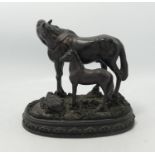 Regency Fine Arts Bronzed Figure Horse & Foal: height 20cm