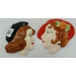 Moorland Pottery Art Deco Face Plaque: together with similar item(2)