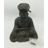 Oriental Theme Metal Incense Burner Stand: height 18cm, damage to hat but piece is available