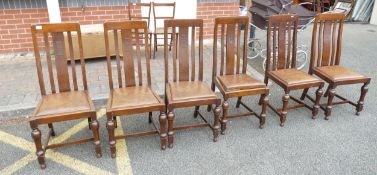 Set of Six Oak 1930's Dining Chairs(6)
