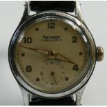 Rotary 1940/50s Super Sports stainless steel wristwatch: Mechanical movement with leather strap,