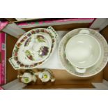 A collection of Portmeirion Pomona patterned items to include: oval handled bowls x 6 , lidded
