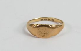 18ct gold signet ring, 2.9g: