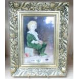 Hand Decorated Framed Pears Soap Bubbles ThemeTile: signed Julia Michael, 33cm x 25cm