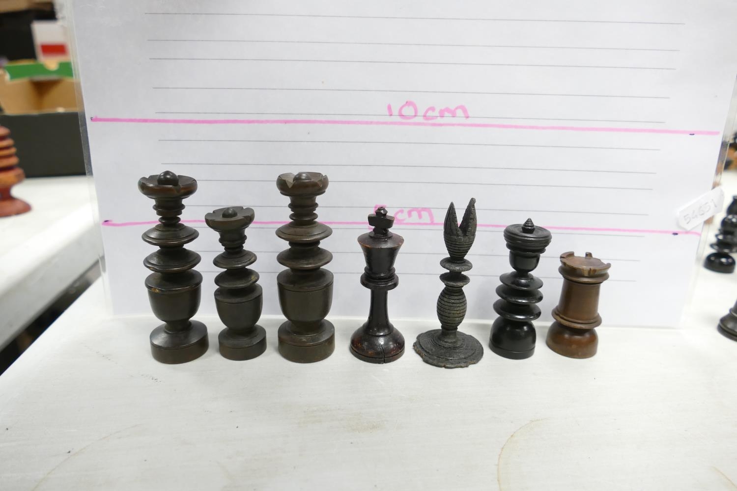 A collection of Early 20th Century Wooden Incomplete Chess Pieces: please see images for size and - Image 5 of 15