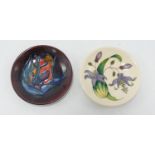 Two Moorcroft Coaster in Toad Lily & Red Tulip Patterns: boxed, each diameter 12cm(2)
