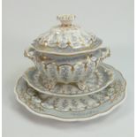 Chamberlains Worcester 19th century Tureen with lid & stand plus plate: Tureen measures 19cm wide