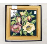Boxed Moorcroft Framed Plaque: limited edition ,dated 2005, frame size 25 x 25cm