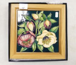 Boxed Moorcroft Framed Plaque: limited edition ,dated 2005, frame size 25 x 25cm