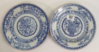 Pair of Chinese blue & white plates 19th century: Both in generally good overall condition, but both