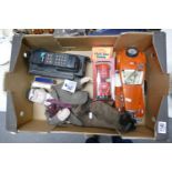 A mixed collection of 1980's items including Motorola Storno Brick Mobile Phone, Large Mr Bean