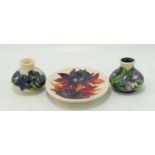 Moorcroft Ruby Red Flowers Coaster (seconds): together with small Distinction Spring & similar vase(