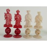 19th / Early 20th Century Carved Ivory Chess set: height of king 8.6cm