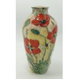 Tube Lined Pottery Vase Titled Small Poppies: height 16cm