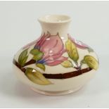 Moorcroft Pink magnolia on Cream Ground Squat Vase: height 10cm