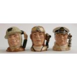 Royal Doulton National Service Edition small character jugs: The Airman D6982, The Soldier D6983 &