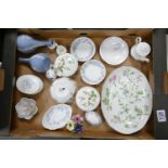 A mixed collection of Wedgwood & similar floral & jasperware vases, bowl, dishes & lidded boxes