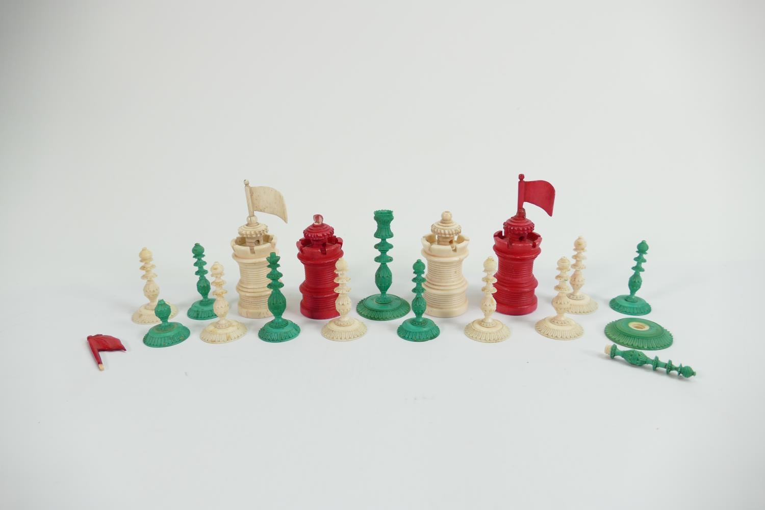 A collection of early Bone Chess Pieces: tallest 7cm , Damages noted, Please Study images as no - Image 2 of 3