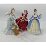 Royal Doulton Lady Figures: Top O The Hill Hn1834, Leading Lady HN2269 & damaged Loyal Friend