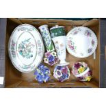 A mixed collection of items to include: Wedgwood Kutani Crane Vase, Portmeirion vase, Royal Albert