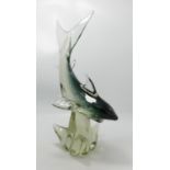 Mid Century Murano Type Glass Shark: height 36cm