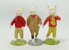 Beswick Ware Rupert The Bear Figures Podgy Pig, Rupert with Satchel & Rupert Bear, all limited