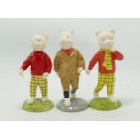 Beswick Ware Rupert The Bear Figures Podgy Pig, Rupert with Satchel & Rupert Bear, all limited