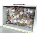 Metal Box Containing large Quantity of World Coins: