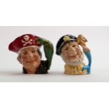Royal Doulton Treasure Chest small character jugs: Old Salt D7153 & Long John Silver D7138 (2)