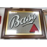 Large 1950's Plate Glass Brass Breweries Pub Advertising Mirror: 71cm x 91cm marked C Hawkes Ltd