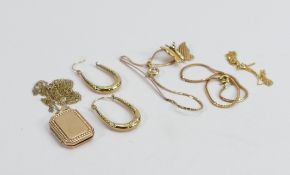 assortment of 9ct gold jewellery & gold oddments: Gross weight 7.8g