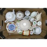 A mixed collection of items to include: Royal Albert, Wedgwood & similar small lidded pots, Royal